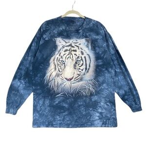 The Mountain White Bengal Graphic Shirt Adult XL Blue Long Sleeve Tie Dye